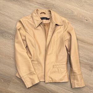 Kenneth Cole Beige Leather Jacket